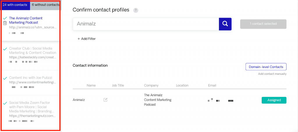 pre-assigned podcast contact information