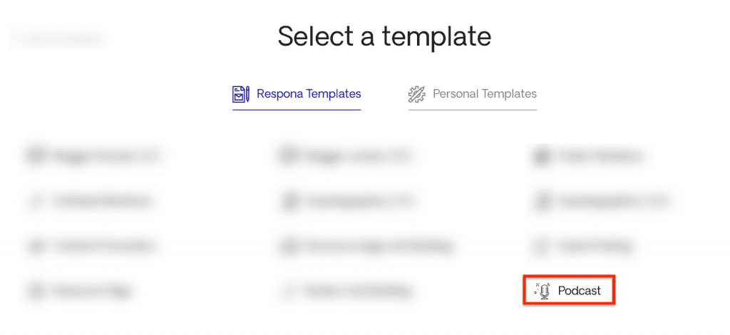 Selecting a podcast template