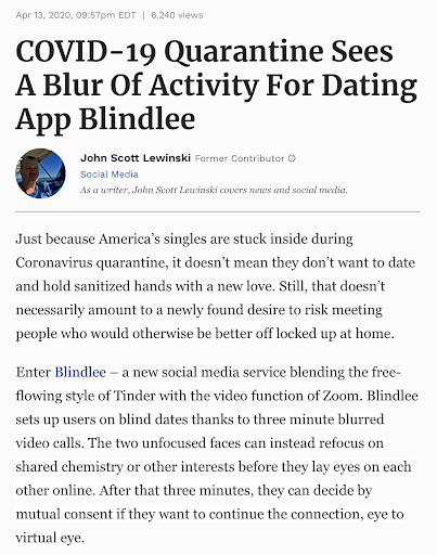 Blindlee is Chatroulette for dating with a safety screen