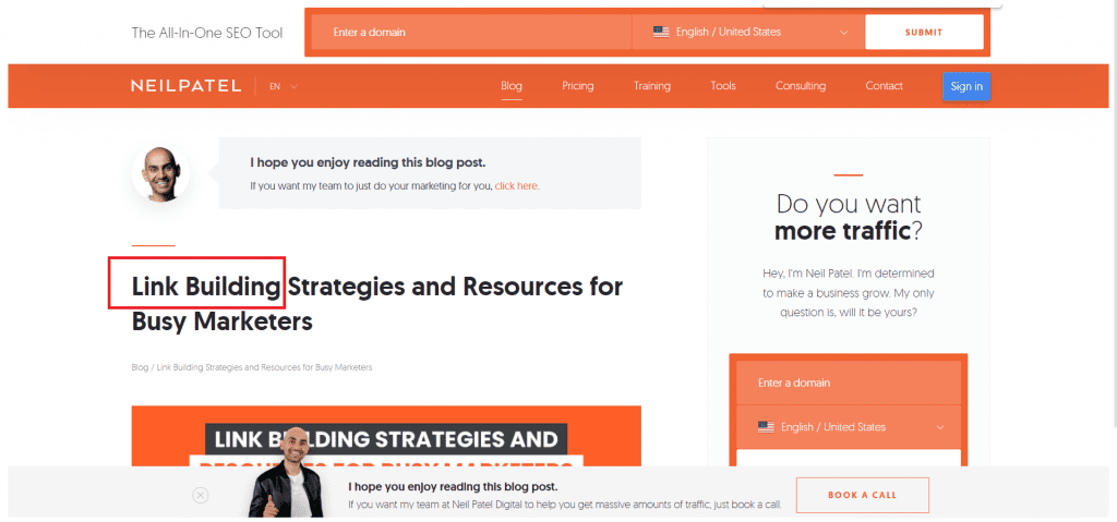 Targeted keyword in title