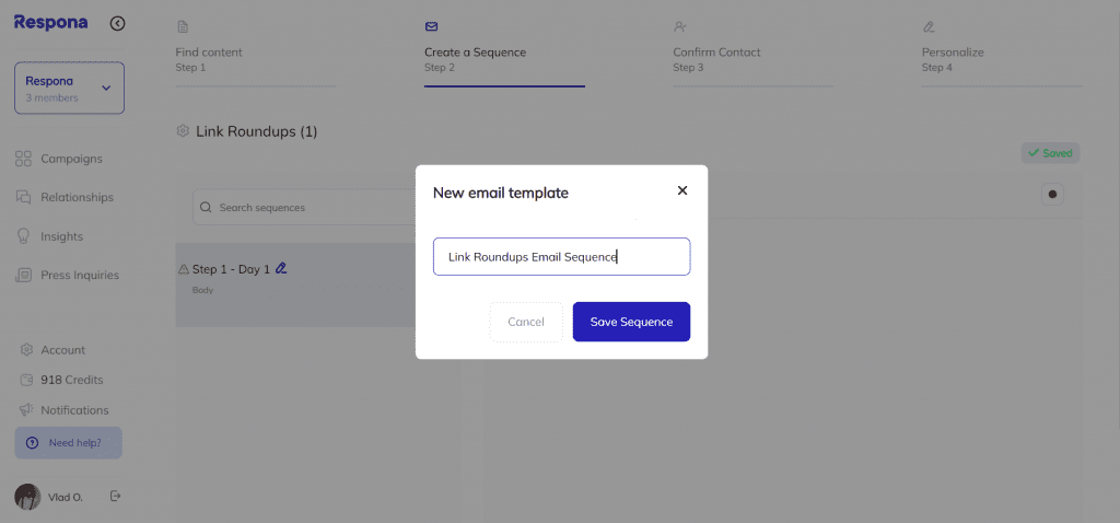 Naming the email sequence