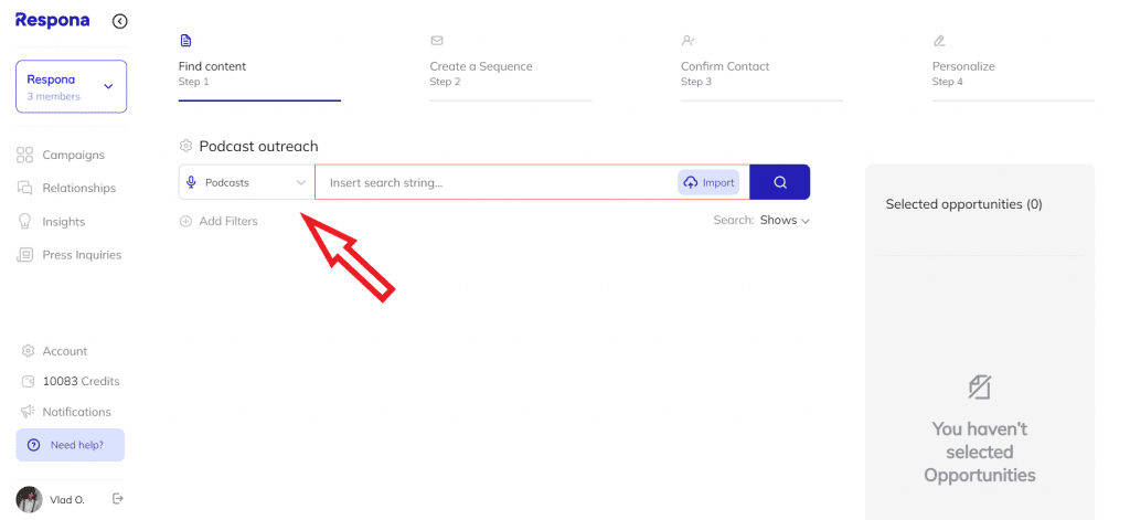 Podcasts search source