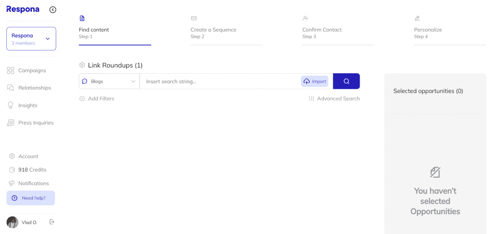 Respona search bar