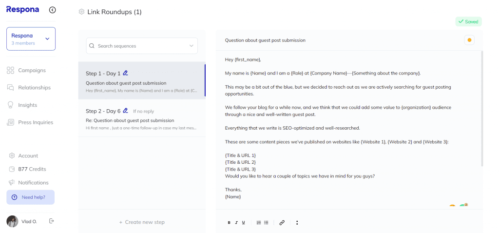Email sequence