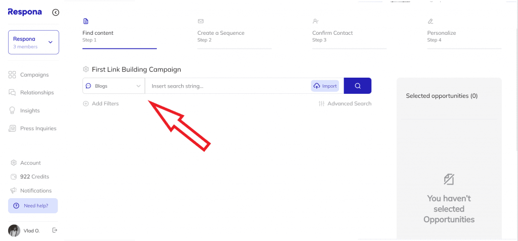 Selecting a search source 2