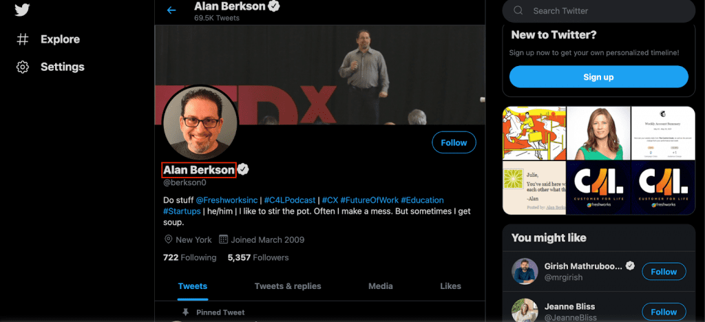 Alan berkson twitter profile