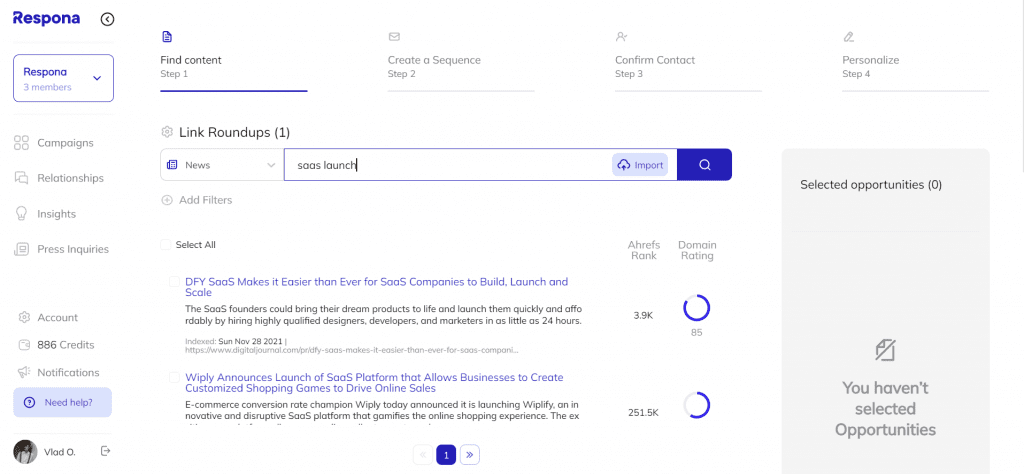 Respona search function
