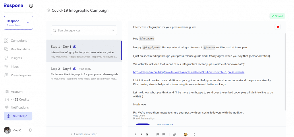 Email sequence example