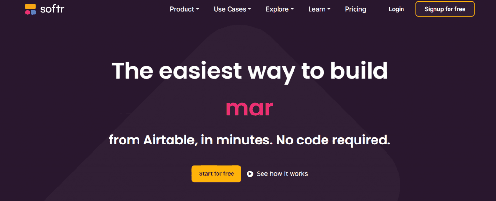 Softr home page