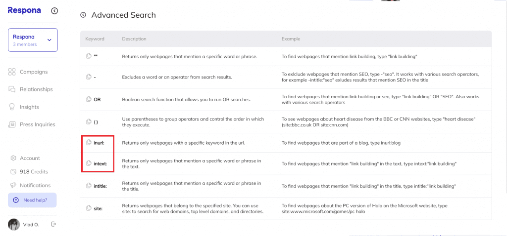 Adding search operators