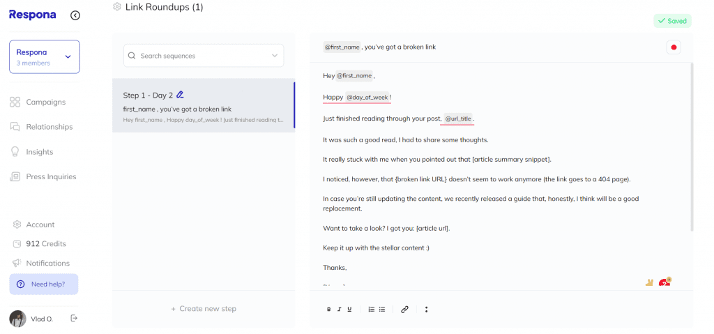 Broken link building template