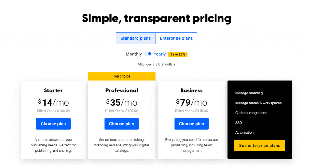 Flipsnack pricing