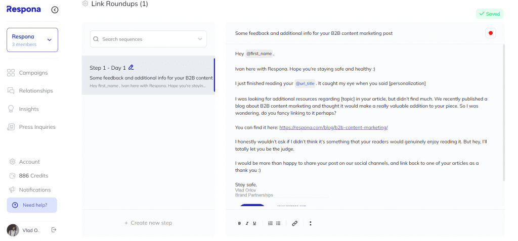 Creating an email sequence