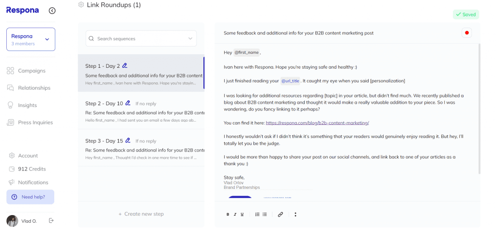 Email sequence