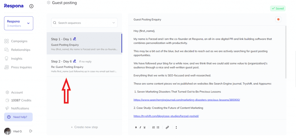 Email follow-up