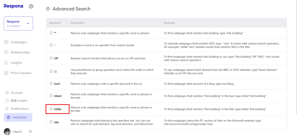 Adding search operators