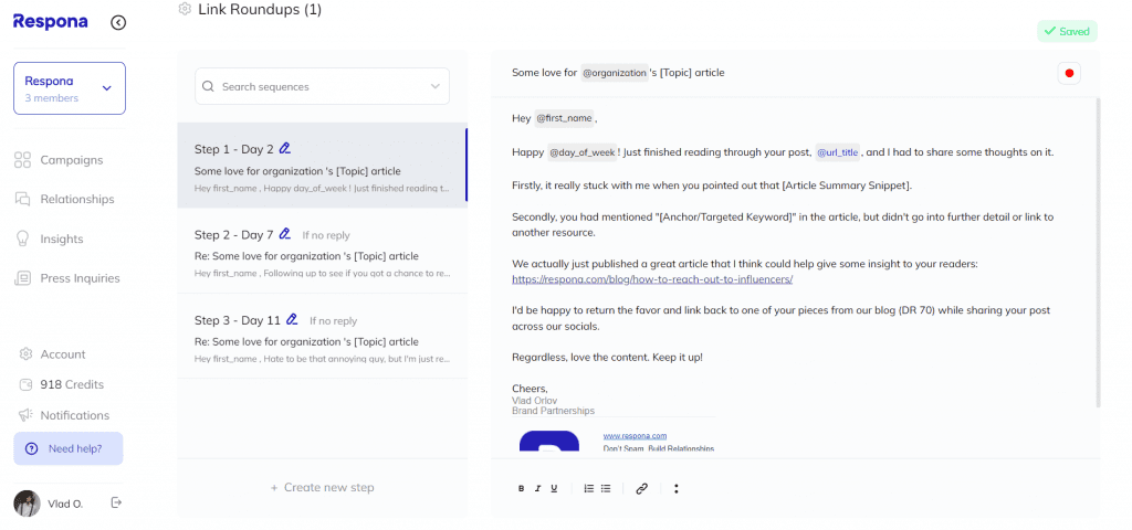 Complete email sequence