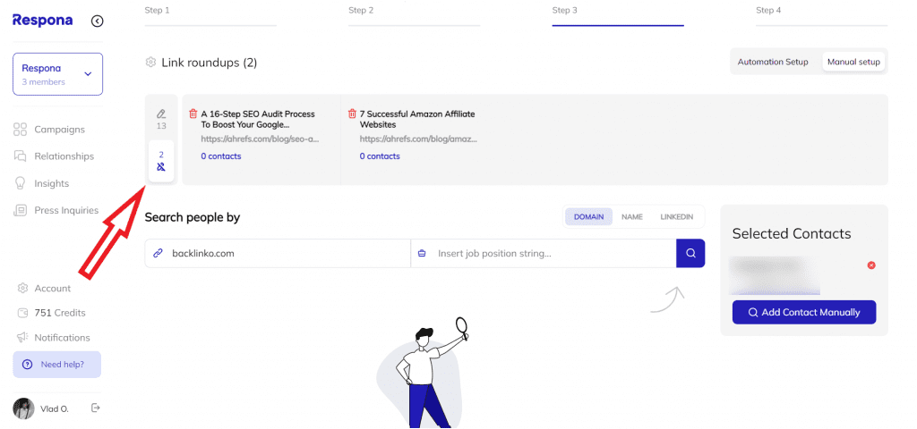 Contact automation results