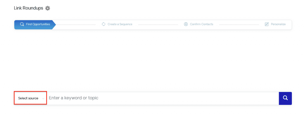 Selecting a content source in Respona