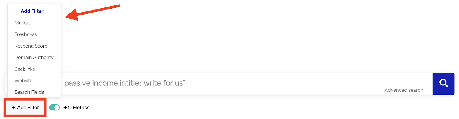 Add Filter for New Search