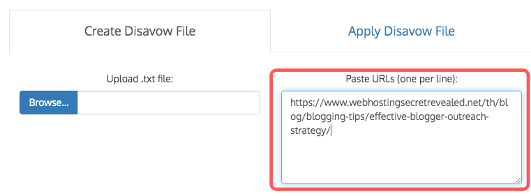 Add Link to Disavow
