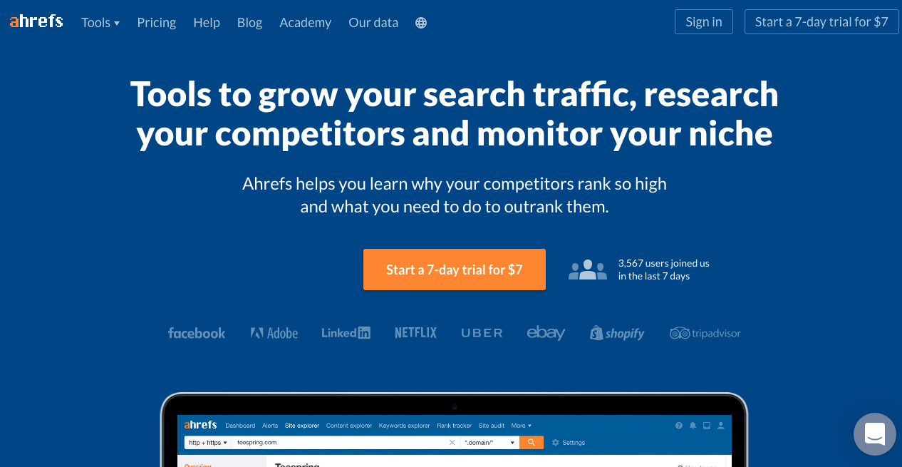 Ahrefs Homepage