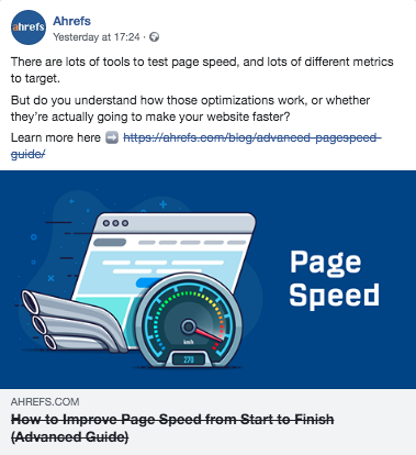Ahrefs Post on Facebook 1