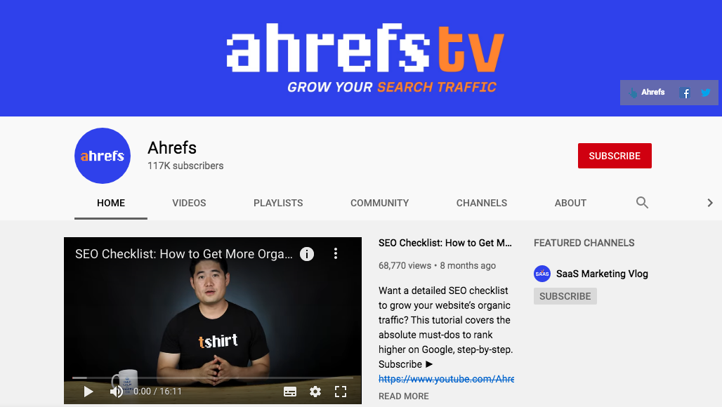 Ahrefs YouTube Channel 1