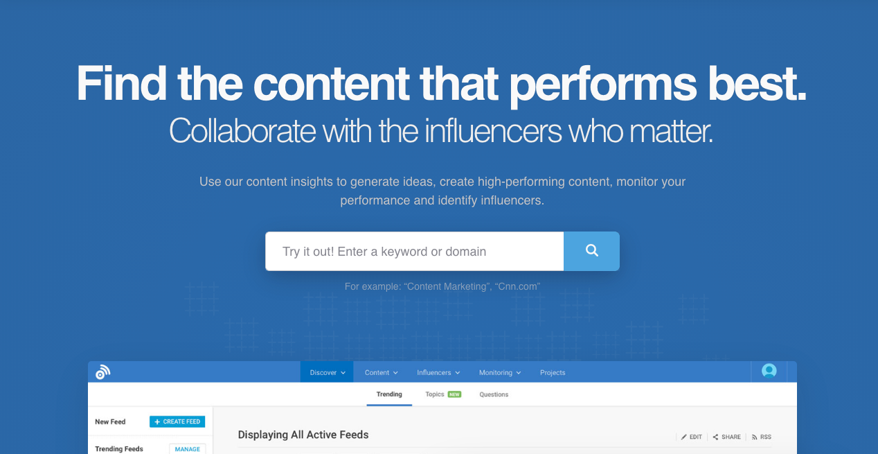 Buzzsumo Homepage