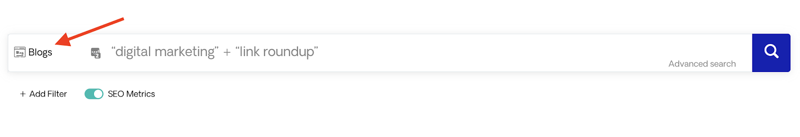 Choose Blogs as Search Option