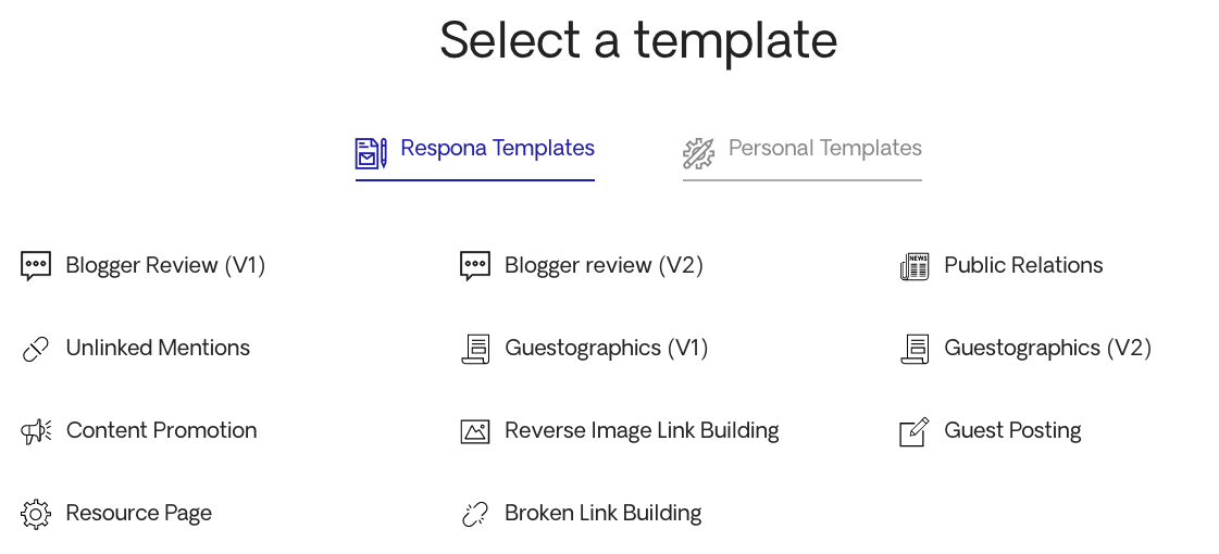 Choosing a Tempate From Responas Templates
