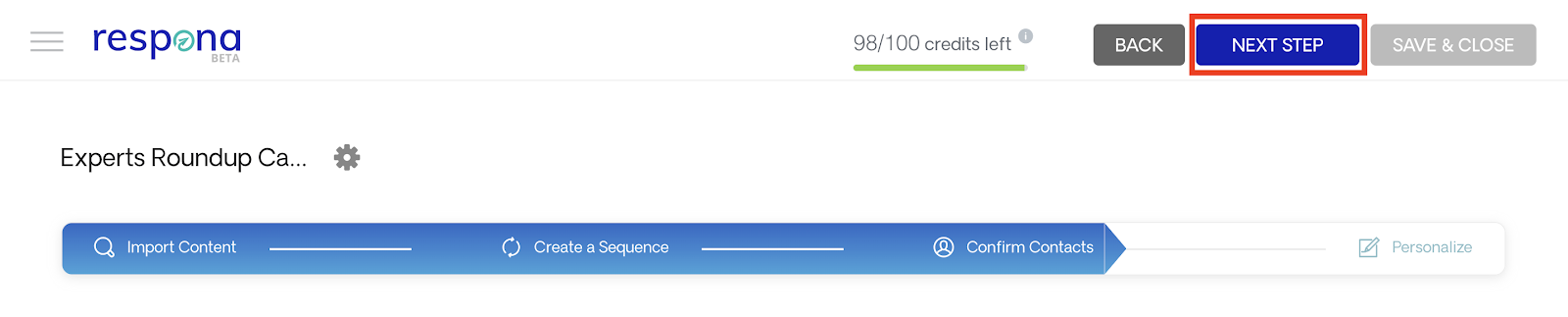 Click on Next Step 4