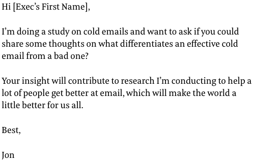 Cold Email Example by Shane Show