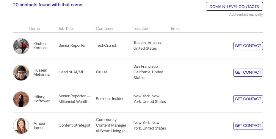 Contact Opportunities on Domain Level