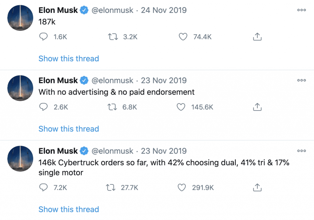 Elon Musk Twitter post