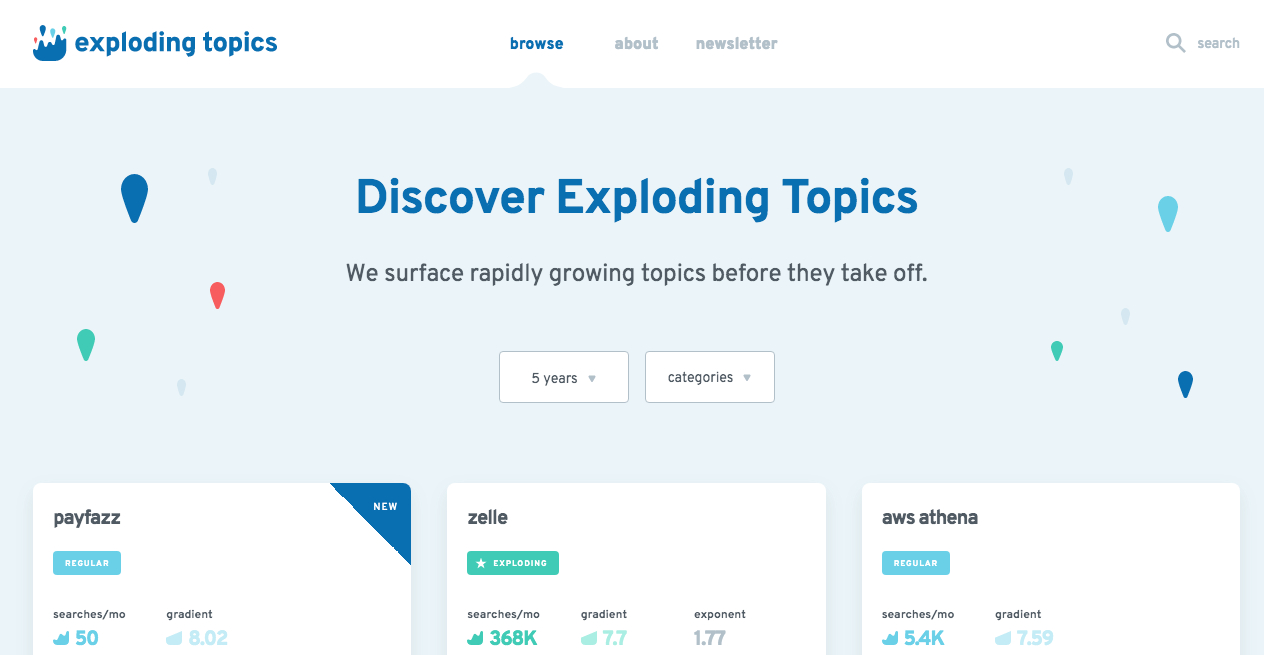 Exploding Topics Home Page