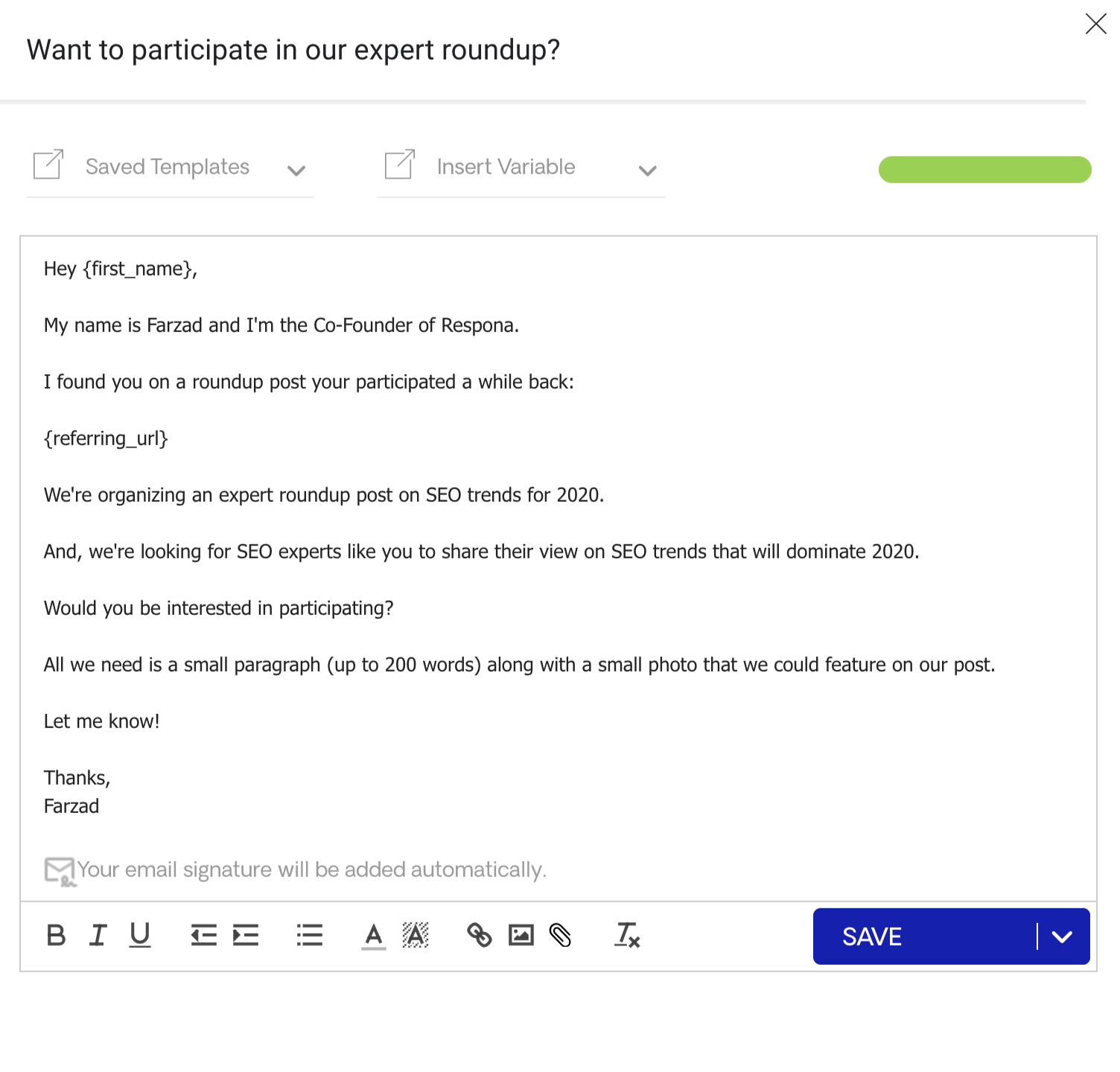 First Email of the Sequence