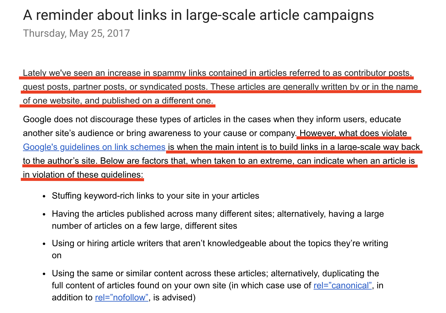 Googles Reminder on Guest Blogging
