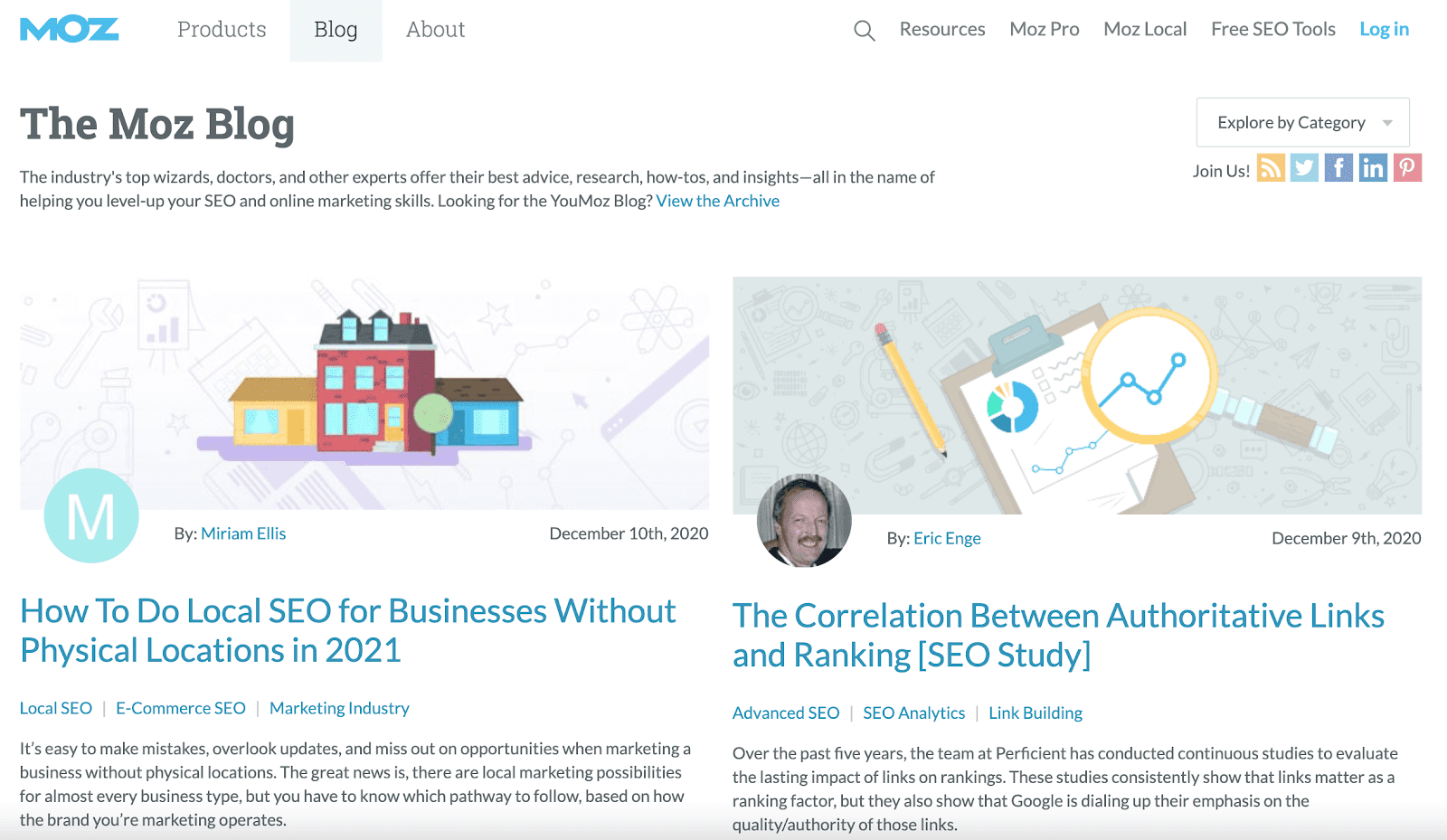 Moz blog page