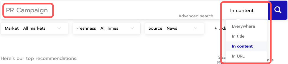 In Content Search Operator in Respona