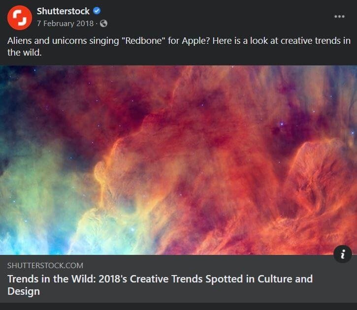 Shutterstock facebook post