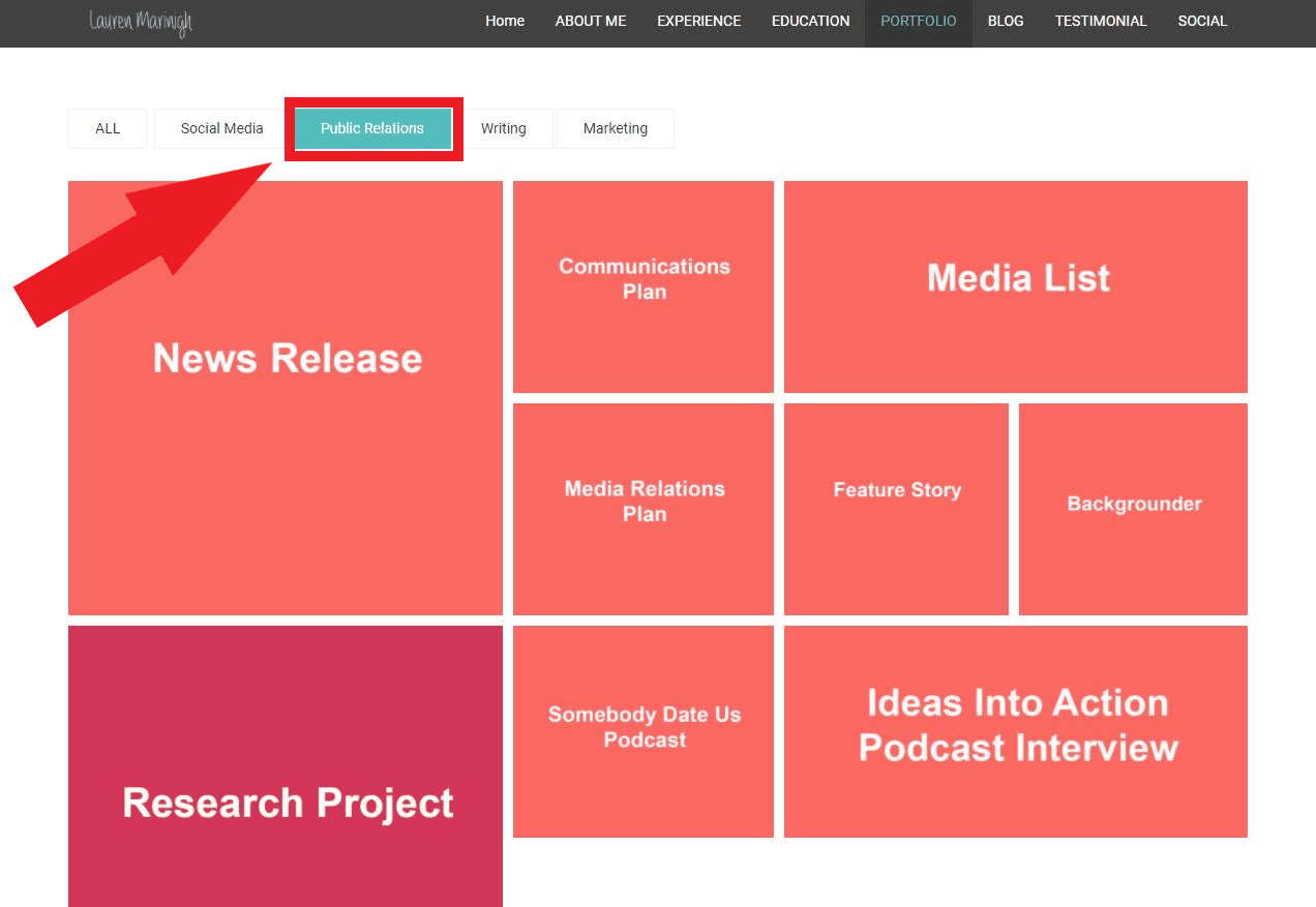 Lauren Marinigh PR portfolio Example