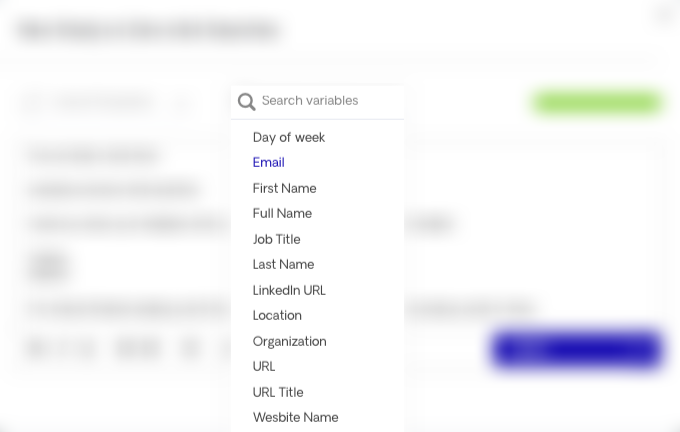 List of Variables for Personalization 1
