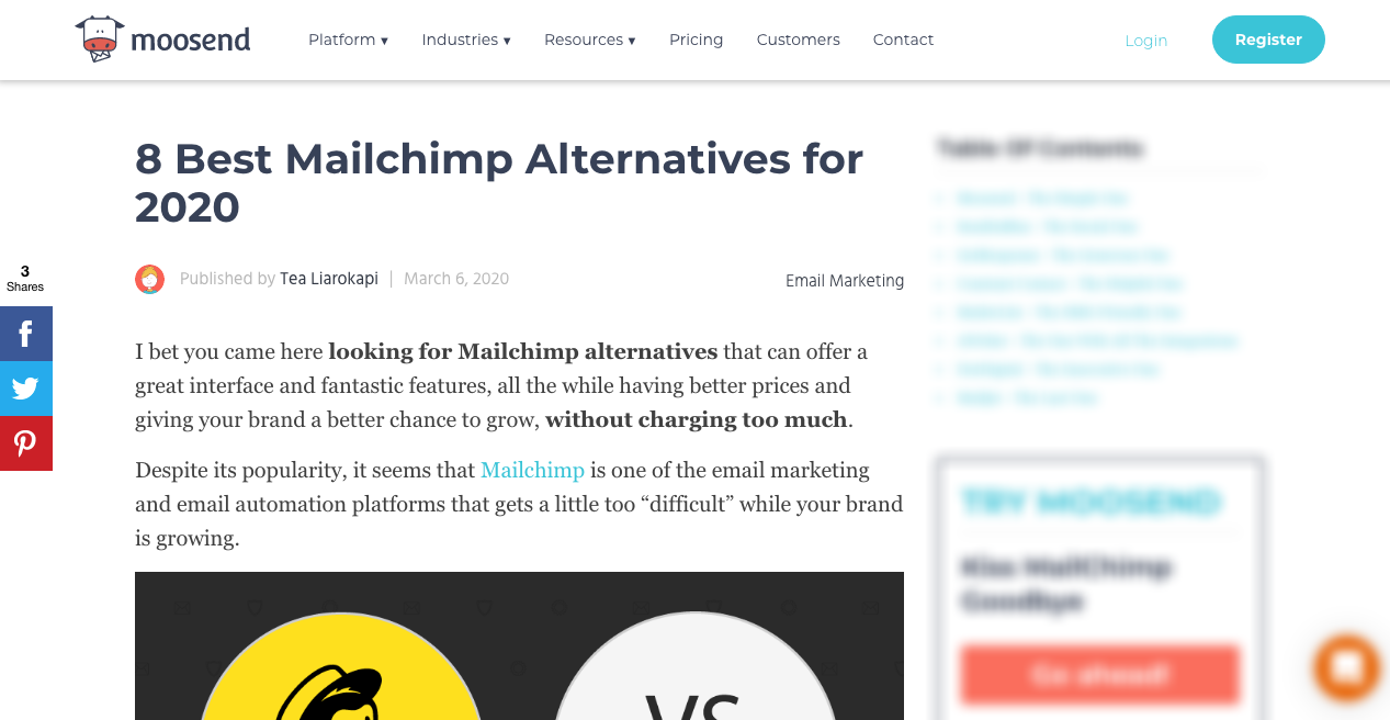 Mailchimp Alternatives Piece by Moosend 1