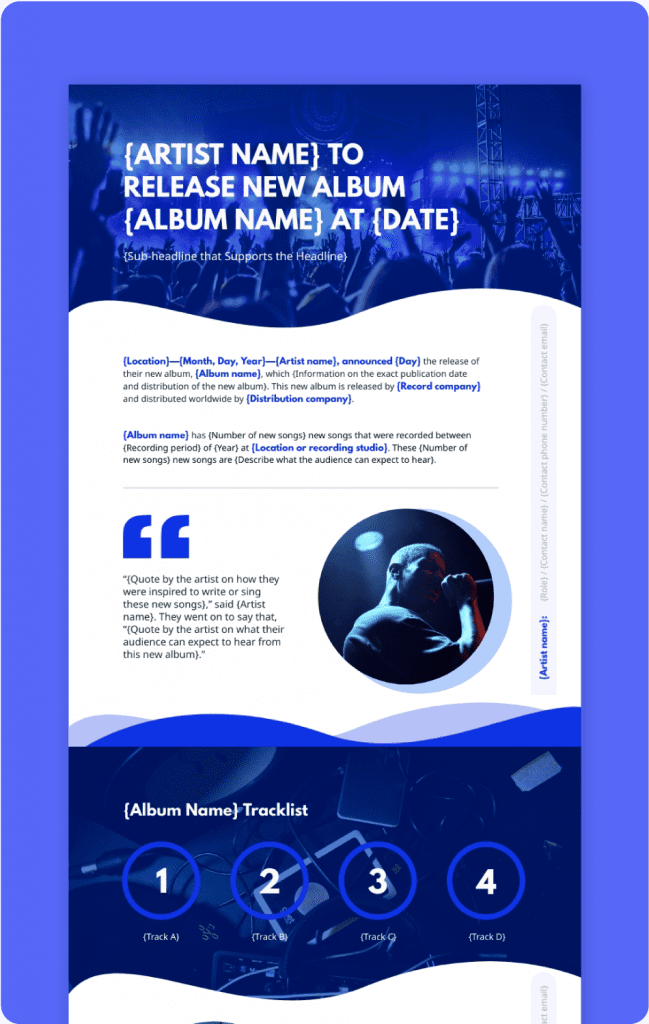 Press Release Template For Music Artist