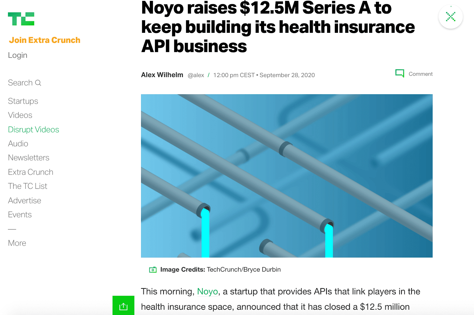 Noyo Feature on TechCrunch