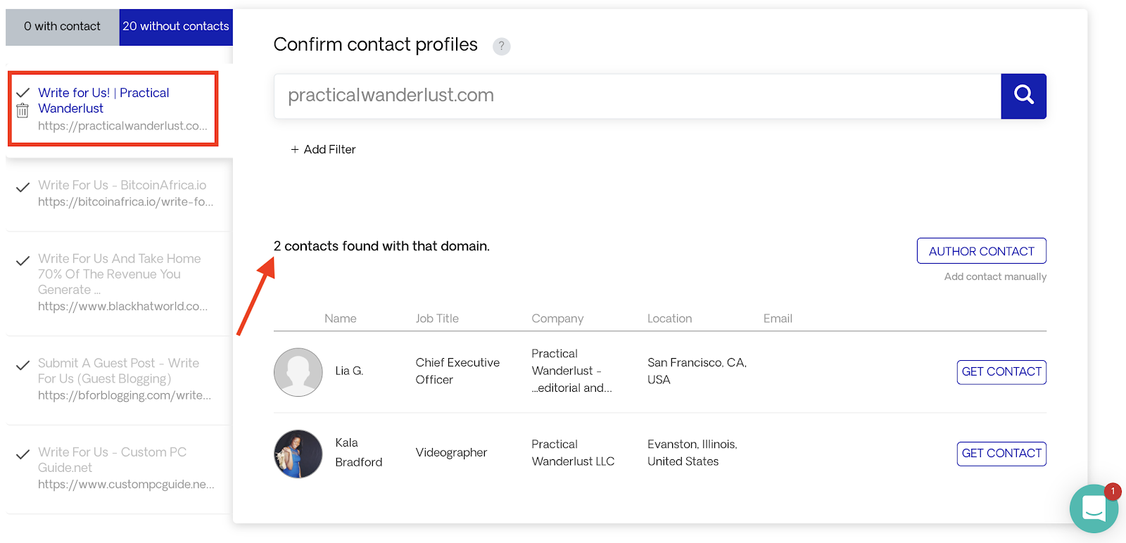 Number of Contacts for Opportunity