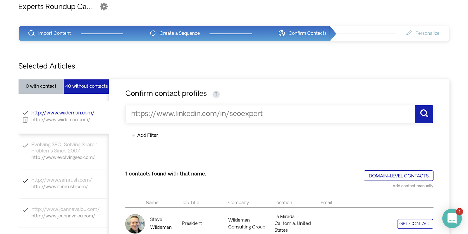 Prospects Without Contact Information