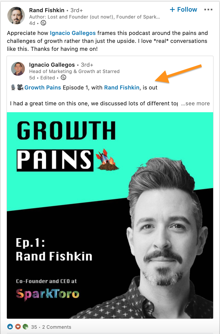 Rand Fishkin Linkedin Podcast Post 2