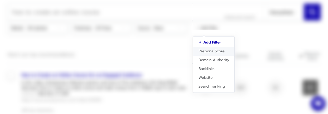 Respona Filters in the Content Discovery Stage